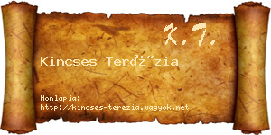 Kincses Terézia névjegykártya